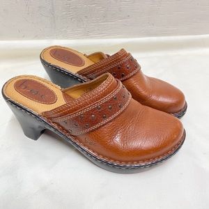 B.O.C. Brown Leather Slide On Mule Size 7